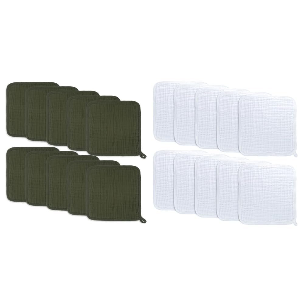 Comfy Cubs Baby Washcloths, Muslin Cotton Baby Towels Bundled