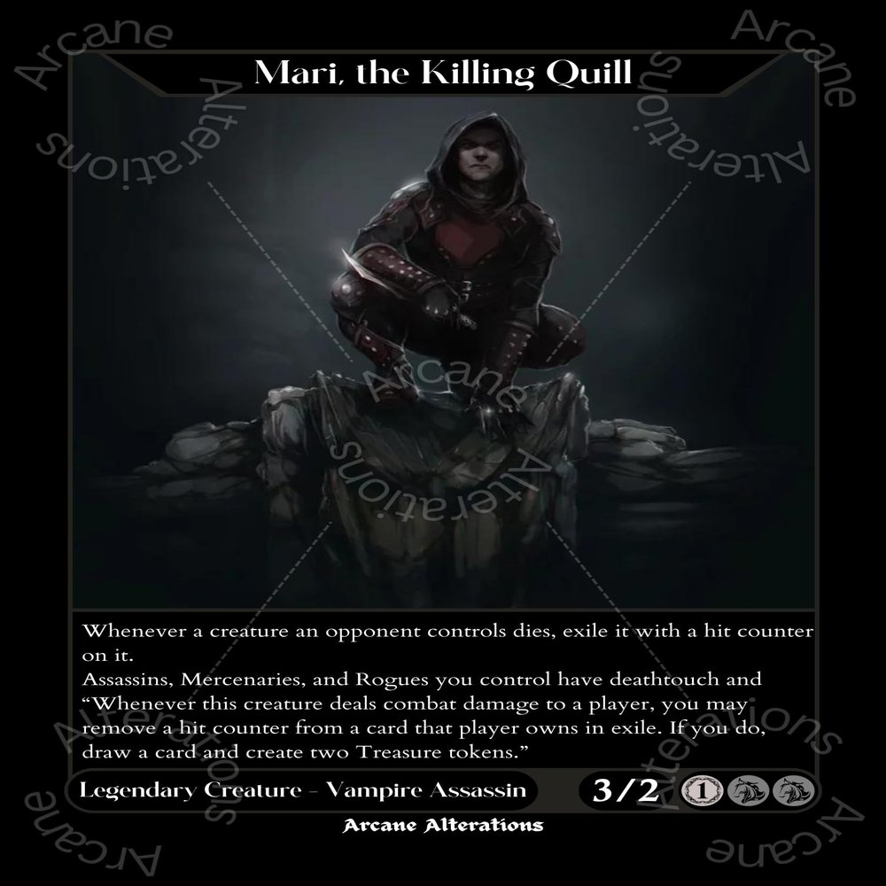 Arcane Alterations Mari, the Killing Quill The Dark Brotherhood The Elder Scrolls Crossover - Altered Art Custom Proxy Cards
