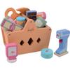 JOUECO Wooden basket with shopping and scanner view 1