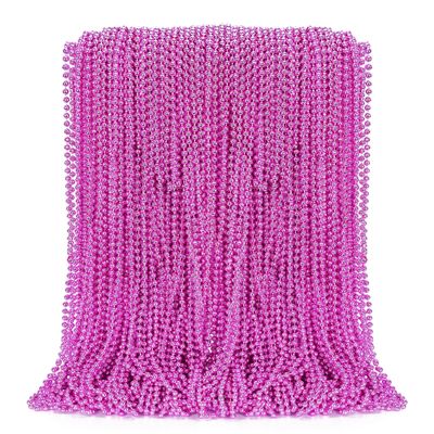 100PCS Bead Necklace, Breast Cancer Awareness Beaded Necklaces Stuff, 33" Mardi Gras Beads Necklace Costume, Festival Parade Throw Accessories for Wedding Birthday Gender Reveal Party Events Supplies