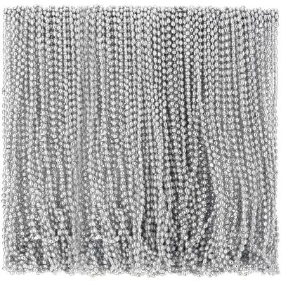 Riceshoot 200 Pcs Silver Bead Necklace Bulk Mardi Gras Oval Beads Necklace Party Favors 33 7mm Metallic Color Beaded Costume Necklaces for Halloween Christmas Festive Event Accessories