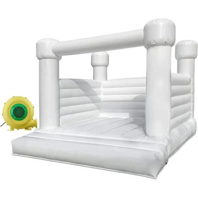 Inflatable White Bounce House Castle with Air Blower,Inflatable Jumper Bouncy Castle for Wedding, Birthday Parties Decorations11X11X10FT