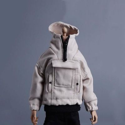 1/12 Scale Male Clothes,Male Half-Zip Sweater Hoodie Coat Jacket Outfit Clothing for 6inch Male Action Figure Body (Beige)