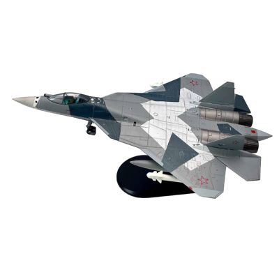 DAGIJIRD Russian Su-57 Stealth Fighter Attack Airplane Model 1/100 Scale Alloy Military Aircraft Model with Display Stand