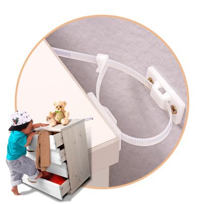 12 Pairs Furniture Anchors for Baby Proofing Anti Tip Child Safety Cabinet Straps to Help Furniture Secure to Wall Baby Proof Anchoring Kit for Shelf & Dresser to Protect Toddler Kid Pet Adjustable