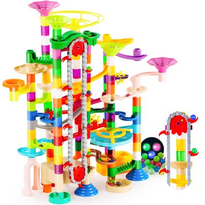 JOYIN 236Pcs Glowing Marble Run with Motorized Elevator- Construction Building Blocks Toys with 30 Glow in The Dark Plastic Marbles, STEM Toy for Boys and Girls, Birthday Gift, Easter Basket Stuffers