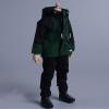 1/12 Scale Male Clothes,Male Windbreaker Coat Hoodie Jacket Black Zip Coat Outfit Clothing for 6inch Male Action Figure Body (Black&Green) view 1