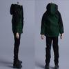 1/12 Scale Male Clothes,Male Windbreaker Coat Hoodie Jacket Black Zip Coat Outfit Clothing for 6inch Male Action Figure Body (Black&Green) view 2