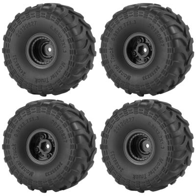 QUPA AM STORE 4PCS RC 1.0 Wheels and Rubber Tires Set Monster Truck Wheel Rims Tire Set for 1/18 TRX4M 1/24 SCX24 Upgrade FMS FCX24 RC Crawler Car