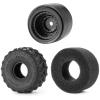 QUPA AM STORE 4PCS RC 1.0 Wheels and Rubber Tires Set Monster Truck Wheel Rims Tire Set for 1/18 TRX4M 1/24 SCX24 Upgrade FMS FCX24 RC Crawler Car view 2
