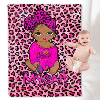 YESCUSTOM Personalized American African Girl Throw Blanket for Girls Babies Kids Custom Black Girl Blankets with Name Baby Blanket Gift for New Mother Toddler Daycare Nursery School