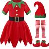 Costumerry Elf Costume for Girls Kids Christmas Elf Santa's Dress Outfit (3-5T) view 1