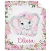 Audumbara Custom Elephant Baby Personalized Name Flannel Throw Blanket for Little Girl Boy Kid Funny Meaningful Gift for All Season (40"X30") XSmall Size for Toddler view 1