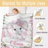 Audumbara Custom Elephant Baby Personalized Name Flannel Throw Blanket for Little Girl Boy Kid Funny Meaningful Gift for All Season (40"X30") XSmall Size for Toddler view 2