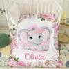 Audumbara Custom Elephant Baby Personalized Name Flannel Throw Blanket for Little Girl Boy Kid Funny Meaningful Gift for All Season (40"X30") XSmall Size for Toddler view 3
