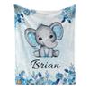 Manerly Personalized Baby Blanket for Girls Boys, Custom Baby Blanket with Name, Customized Name Gift Elephant Throw Blanket for Kids Nursery New Mom Baby Shower Birthday Christmas, 50"x60" view 1