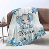 Manerly Personalized Baby Blanket for Girls Boys, Custom Baby Blanket with Name, Customized Name Gift Elephant Throw Blanket for Kids Nursery New Mom Baby Shower Birthday Christmas, 50"x60" view 2