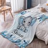 Manerly Personalized Baby Blanket for Girls Boys, Custom Baby Blanket with Name, Customized Name Gift Elephant Throw Blanket for Kids Nursery New Mom Baby Shower Birthday Christmas, 50"x60" view 3