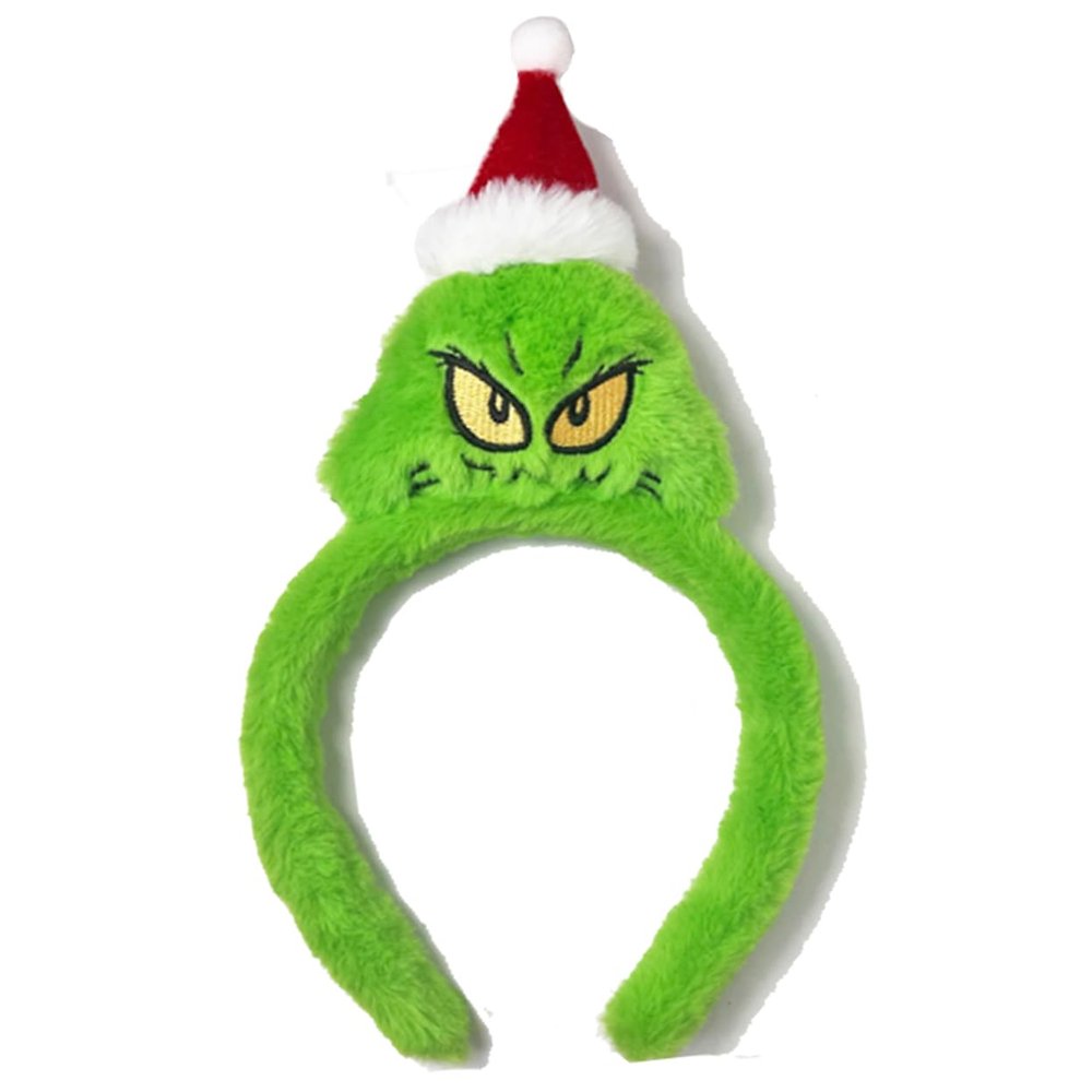 Atvscay Christmas Santa Headband,Furry Santa Hat headband,Green Monster Costume Accessories,Xmas Headband,Stole Christmas Holiday Welcome To Whoville Party Hair band. (Green)