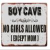ACONATIC Home Kitchen Bathroom Sign,Baby Boy Room Sign,Kids Room Decor "Boy Cave No Girls Allowed" 16"X12" Aluminum Metal Sign view 1