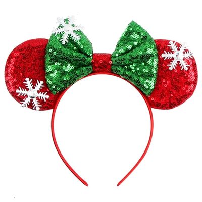 RAZKO Mouse Ears Headband, Sequin Mice Ears Hairband Mouse ears Headband for Women Girls Hair Accessories, Pick Your ColorChristmas Snowflake