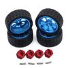 4 Packs 65mm Rubber Tire Metal Wheel Rim 12mm Hex Adapter RC Car Upgrade Parts, High Grip, Compatible with Hyper Go MJX 1/14 14301 14302 RC Car (Blue) view 1
