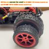 4 Packs 65mm Rubber Tire Metal Wheel Rim 12mm Hex Adapter RC Car Upgrade Parts, High Grip, Compatible with Hyper Go MJX 1/14 14301 14302 RC Car (Red) view 3