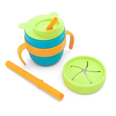 321 Grow Easy Learn Drink and Snack Set  Baby + Toddler Silicone Learning Cup & Snack Set, Training Cup for Straw and Open Cup Independence  Dishwasher Safe (Ocean)