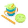 321 Grow Easy Learn Drink and Snack Set  Baby + Toddler Silicone Learning Cup & Snack Set, Training Cup for Straw and Open Cup Independence  Dishwasher Safe (Ocean) view 1