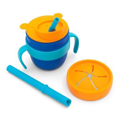 321 Grow Easy Learn Drink and Snack Set  Baby + Toddler Silicone Learning Cup & Snack Set, Training Cup for Straw and Open Cup Independence  Dishwasher Safe (Midnight)