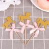 120 Pcs Carousel Horse Cupcake Toppers Wooden Cake Fruit Insert Cartoon Princess Cupcake Topper Glitter Horse Cake Picks for Birthday Baby Shower Party view 2