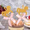 120 Pcs Carousel Horse Cupcake Toppers Wooden Cake Fruit Insert Cartoon Princess Cupcake Topper Glitter Horse Cake Picks for Birthday Baby Shower Party view 3