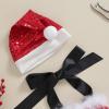 Ayalinggo Toddler Baby Girl Christmas Outfit Halter Dress Glitter Sequin Dreww Tulle Tutu Skirt Fall Winter Clothes with Hat Red 3-4 Years view 2