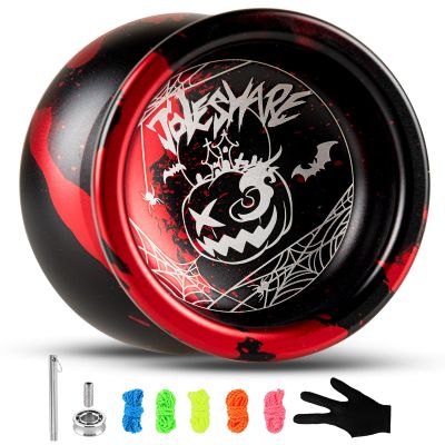 JOLESHARE Professional Unresponsive Yoyo X5 for Pros and Responsive Yoyos for Beginners - Replaceable Unresponsive Bearings, Gloves, Removal Bearing Tool and 5 Cords Included (red Black)