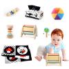 Dulsaera Montessori Toys 7 in 1 Learning Educational Set Newborn Toys, Rainbow Ball, Baby Black and White Books, Tissue Box Toy, Spinning Drum, Rattle Toy view 1