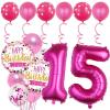 YFHVJTKO 15th Birthday Decorations Party Supplies,16 Pcs 40inch Number 15 Rose Red Balloons set,15th Foil Mylar Balloons Latex Balloon Decoration,15th Party Balloons,15th Anniversary Party Decorations view 1
