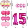 YFHVJTKO 15th Birthday Decorations Party Supplies,16 Pcs 40inch Number 15 Rose Red Balloons set,15th Foil Mylar Balloons Latex Balloon Decoration,15th Party Balloons,15th Anniversary Party Decorations view 2