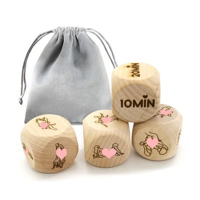 Adult Yoga Exercises 4Pcs Wooden Dices,Lover Party Random Challenge Dices 1inch(2.5cm),Decision Role Playing Game Dices Novelty Dices Fun Dices