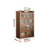4-Level Acrylic Display Cabinet, Transparent Display Case with Flip Up Door, Curio Cabinet, Countertop Showcase for Collectible Mini Action Figure, Dustproof Storage Showcase(Brown,60*30*142cm) view 2