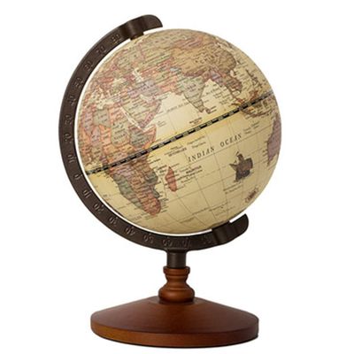 BIBABLYKE Geographic Globe Antique World Globe with Wood Stand Full Earth Geography Map for Desktop Bookshelves Office Home Decor greenyellow plastic