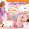 HCdoujoy Pink Unicorn Toys for Girls Toy Set Singing Walking Electronic Plush Unicorns with Control Leash, Pretend Dress Up Animated Stuffed Unicorn Gift for KidsToddler Kids 3 4 5 6 Years view 2