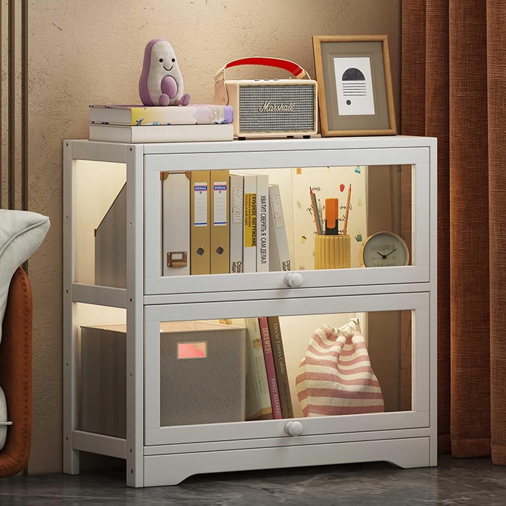 YUGXTH Glass Display Cabinets, Display Case, Acrylic Display, Flip-Door Design, Transparent and Dustproof on Three Sides, Strong Load-Bearing, Suitable for Home Storage(60 * 30 * 73cm)