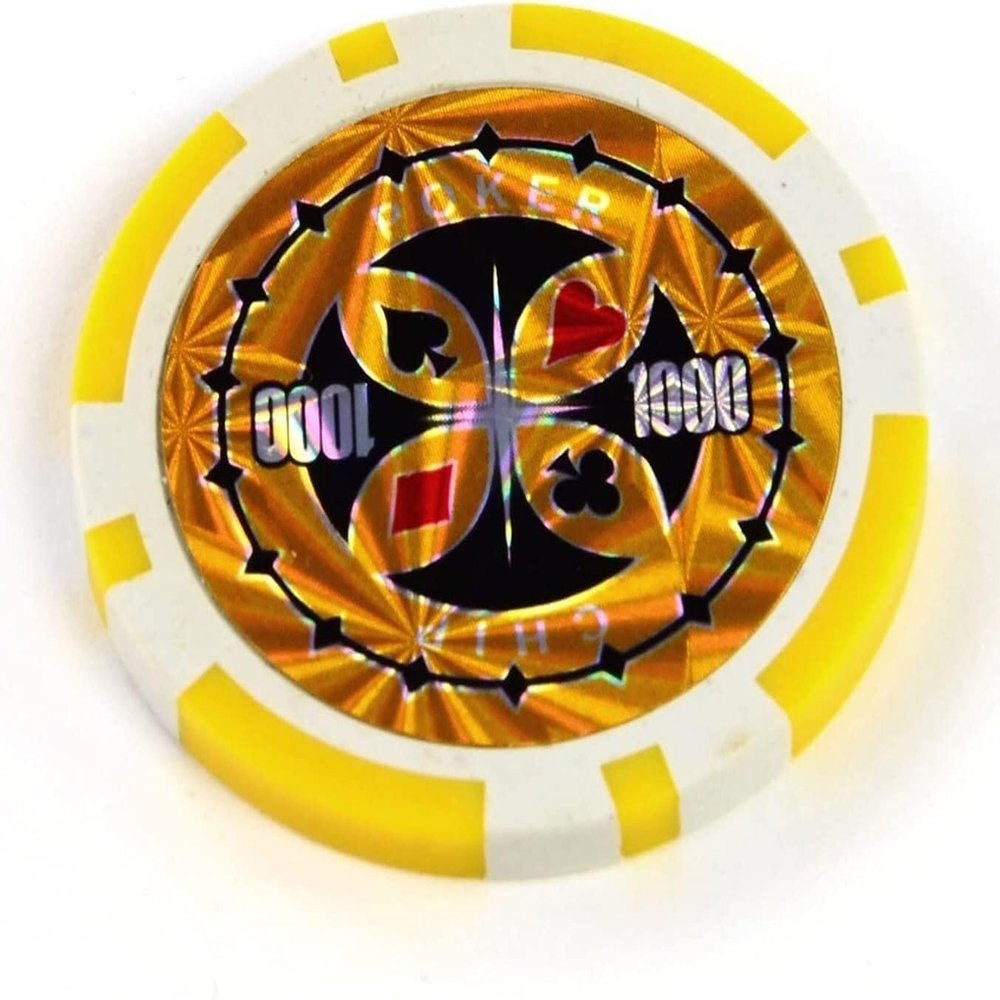 Yarsanor Poker Casino Games Chips Set, ABS Poker Metal Coins Poker Set, Texas Holdem Blackjack Games Cards for Playing Game Family Friends Party (Size : 25PCS $1000)