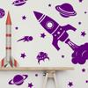 SUPERDANT Simple Planet Rocket Wall Decals Outer Space Wall Sticker DIY Purple Wall Sticker Murals Stickers for Kids Bedroom Nursery Living Room Decoration view 1