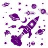 SUPERDANT Simple Planet Rocket Wall Decals Outer Space Wall Sticker DIY Purple Wall Sticker Murals Stickers for Kids Bedroom Nursery Living Room Decoration view 2