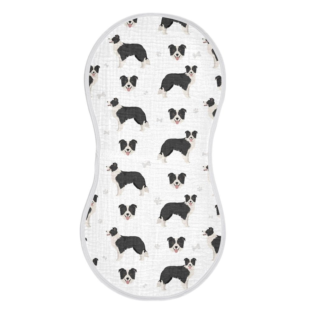 vvfelixl Baby Burp Cloths Border Collie Black Baby Newborn Cotton Burping Cloths Set Baby Washcloths 4 Pack