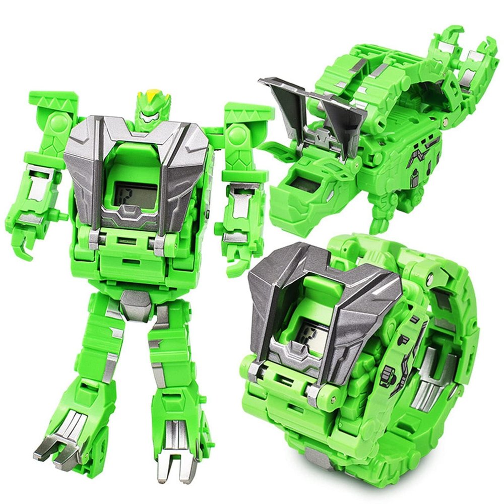 Tiydiygo Transformer Dinosaur Watch Robot Toys,Deformation Electronic Watch Dinosaur Animal Robot Action Figure Toys for Adult Kids Boys Girls (Green)