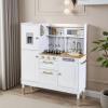 Arlopu Play Kitchen for Kids, Wooden Toy Toddler Kitchen Sets, Sturdy Pretend Cooking Playset with Storage & Accessories, Realistic Light & Sound, Stove, Fridge, Microwave, Removable Sink (White) view 1