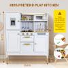 Arlopu Play Kitchen for Kids, Wooden Toy Toddler Kitchen Sets, Sturdy Pretend Cooking Playset with Storage & Accessories, Realistic Light & Sound, Stove, Fridge, Microwave, Removable Sink (White) view 4
