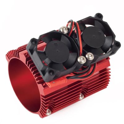 DAYUDDRICAR RC Car Cooling Fan, 1/8 1/10 RC Car Metal Dual Fan 41-43mm Motor Radiator Heat Sink Replacement RC Car Motor Upgrade Part for 1/8 1/10 RC Car Monster Truck Car Accessories (Color : Red)